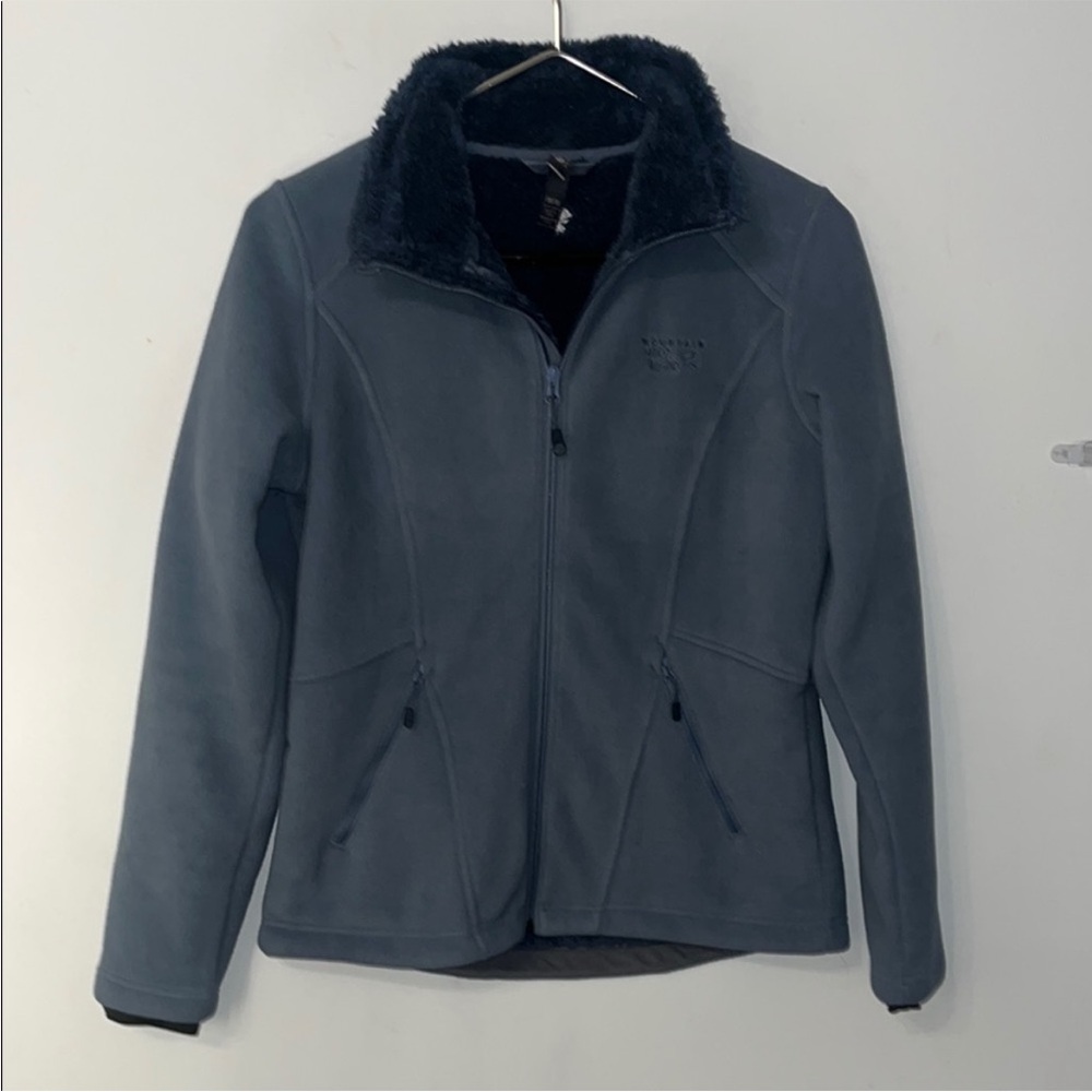 Mountain Hardwear Women's Dual Softshell Fleece Jacket, Blue Full Zip Mockneck M